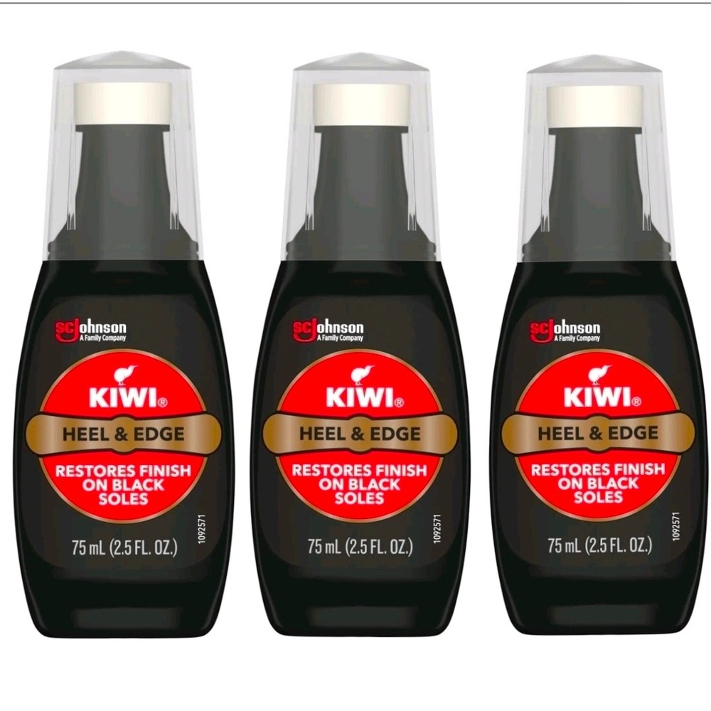 3 Pack Kiwi Heel and Edge Restorer Black Sole Finish 2.5 fl oz 1092571
